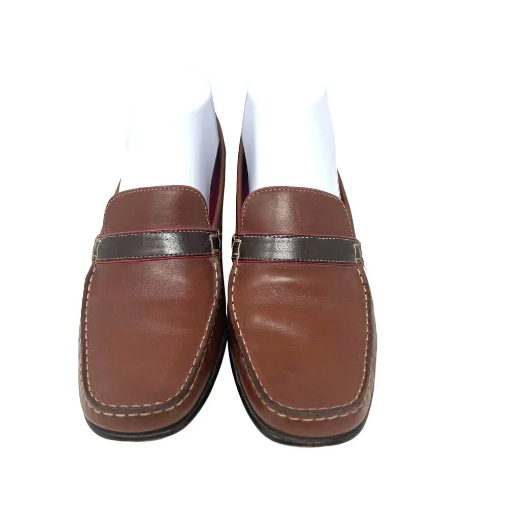Cole Haan  Womens‎ Shardae Moc Loafer Nutmeg Brown Red Accent Size 9B